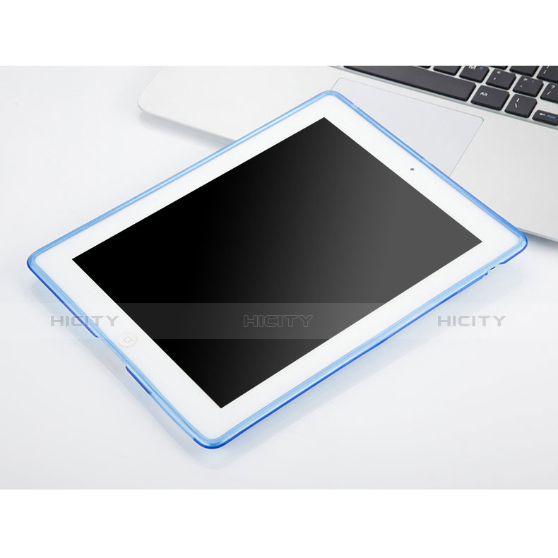 Apple iPad 3用極薄ソフトケース シリコンケース 耐衝撃 全面保護 クリア透明 アップル ブルー