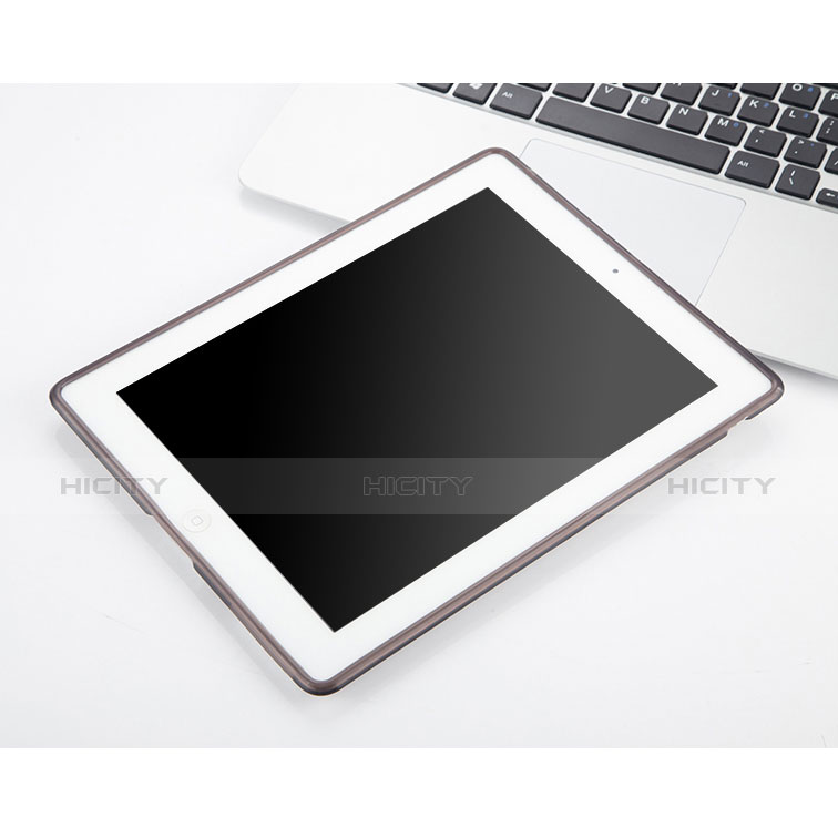 Apple iPad 3用極薄ソフトケース シリコンケース 耐衝撃 全面保護 クリア透明 アップル グレー