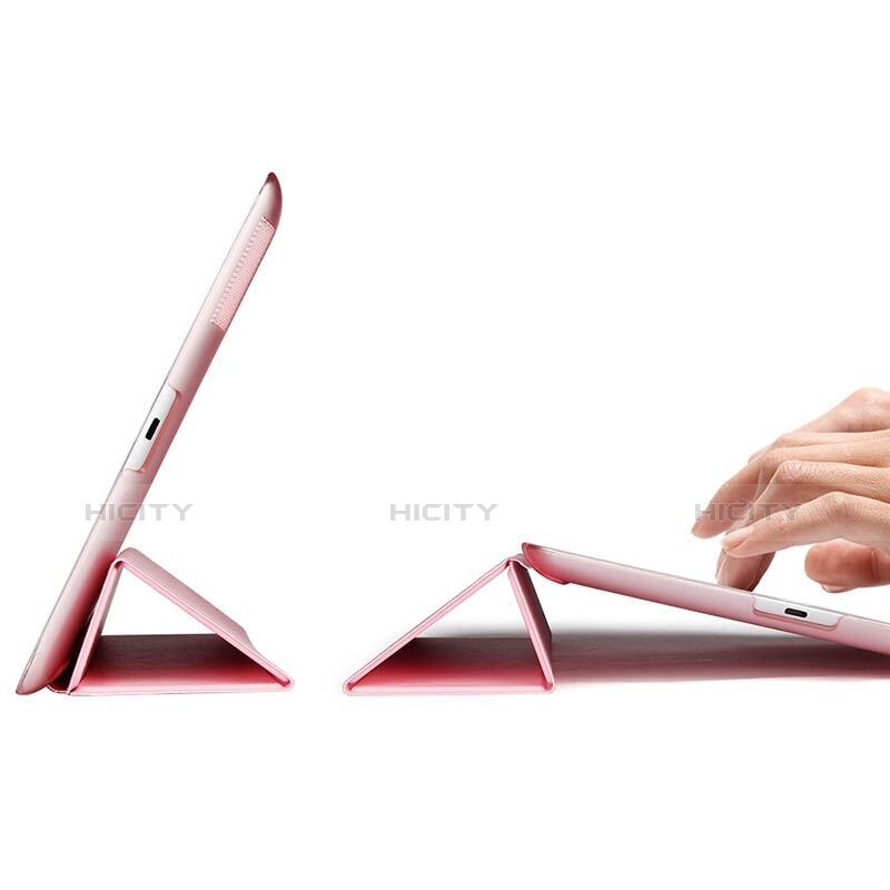 Apple iPad 3用手帳型 レザーケース スタンド アップル ピンク