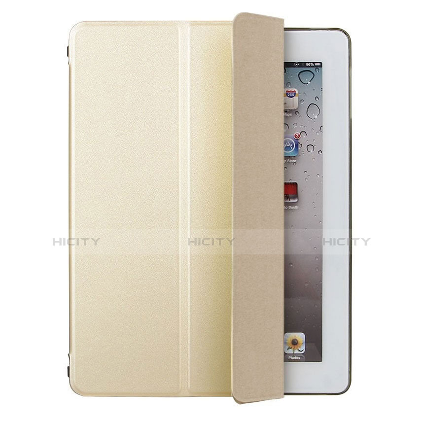 Apple iPad 3用手帳型 レザーケース スタンド アップル ゴールド