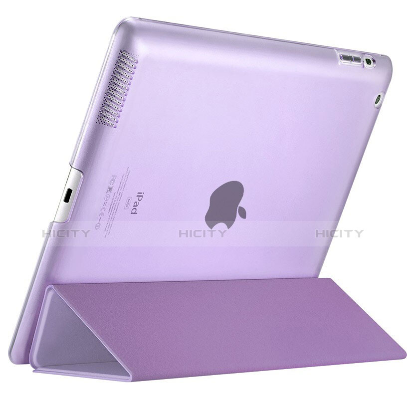 Apple iPad 3用手帳型 レザーケース スタンド L01 アップル パープル