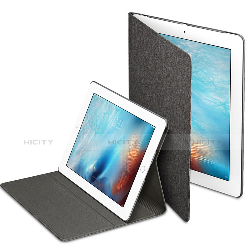 Apple iPad 3用手帳型 レザーケース スタンド L02 アップル ブラック