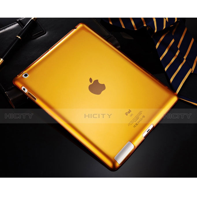Apple iPad 4用極薄ソフトケース シリコンケース 耐衝撃 全面保護 クリア透明 アップル イエロー