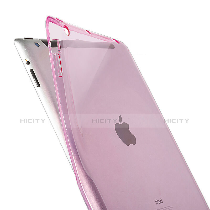 Apple iPad 4用極薄ソフトケース シリコンケース 耐衝撃 全面保護 クリア透明 アップル ピンク
