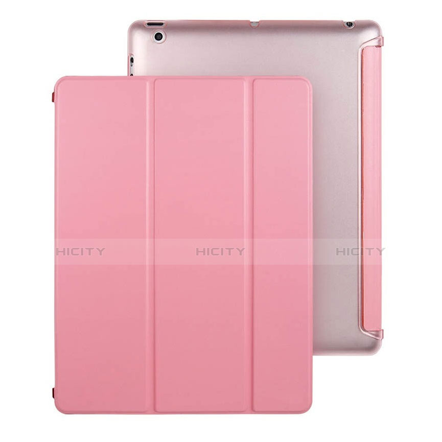 Apple iPad 4用手帳型 レザーケース スタンド アップル ピンク