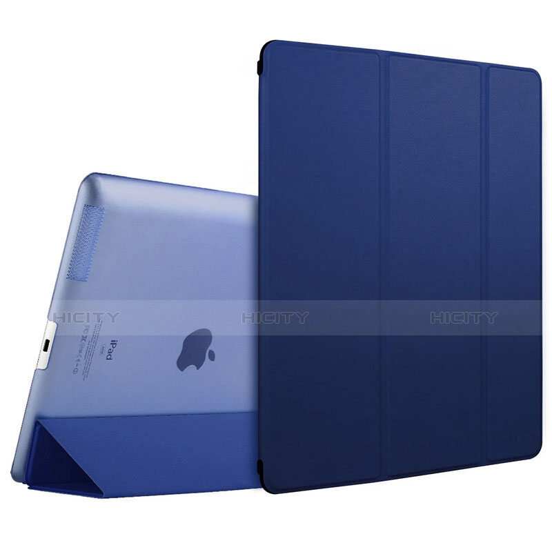 Apple iPad 4用手帳型 レザーケース スタンド L01 アップル ネイビー