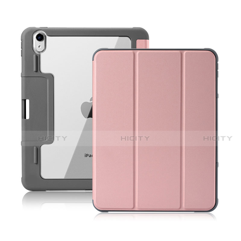 Apple iPad Air 10.9 (2020)用手帳型 レザーケース スタンド カバー L02 アップル ピンク