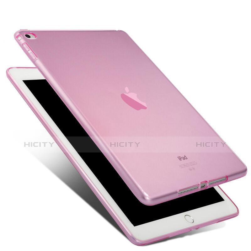 Apple iPad Air 2用極薄ソフトケース シリコンケース 耐衝撃 全面保護 クリア透明 アップル ピンク