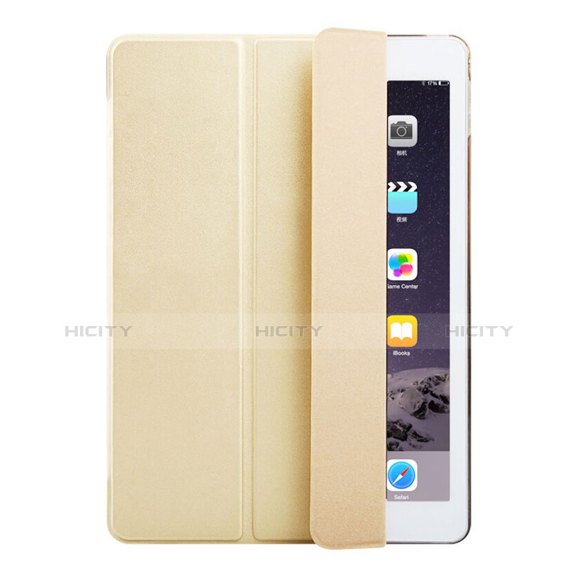 Apple iPad Air 2用手帳型 レザーケース スタンド アップル ゴールド