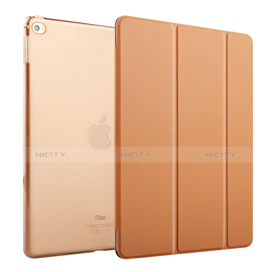 Apple iPad Air 2用手帳型 レザーケース スタンド アップル ブラウン