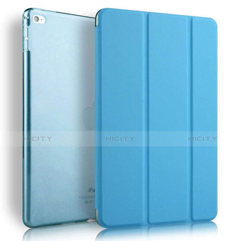 Apple iPad Air 2用手帳型 レザーケース スタンド アップル ブルー
