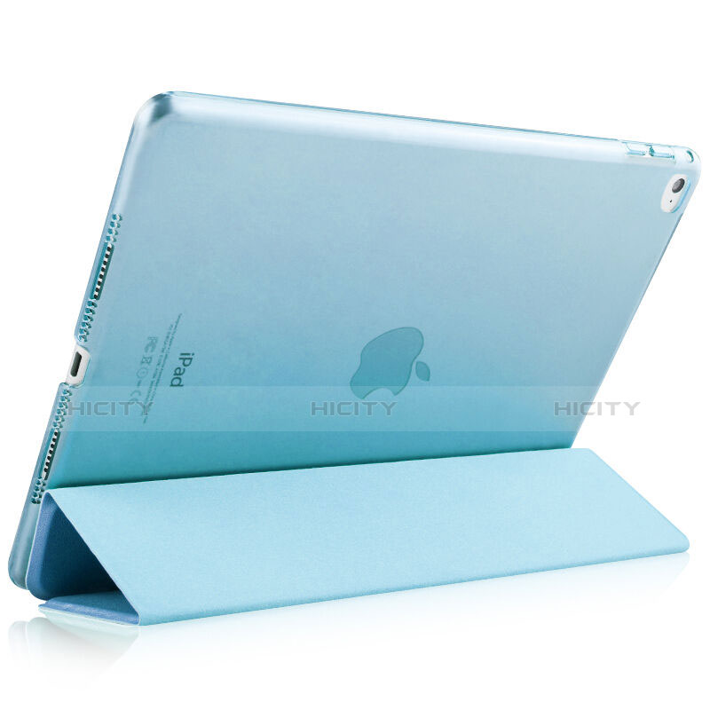 Apple iPad Air 2用手帳型 レザーケース スタンド アップル ブルー