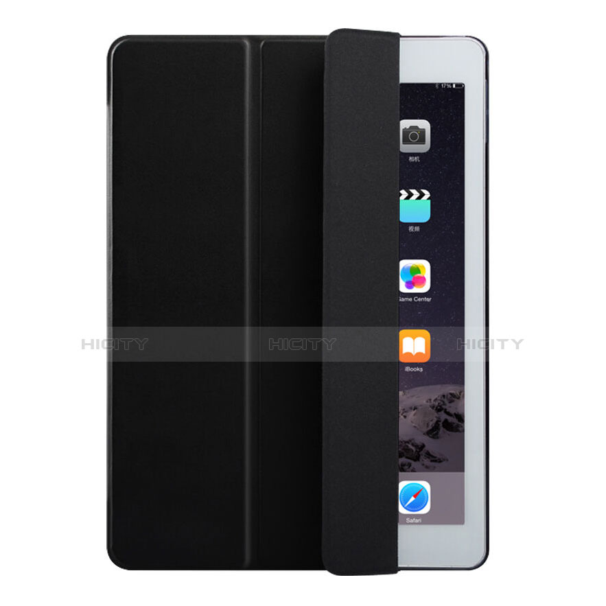 Apple iPad Air 2用手帳型 レザーケース スタンド アップル ブラック