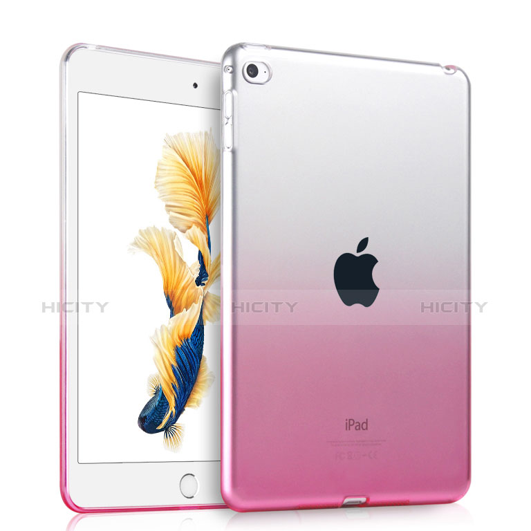Apple iPad Air 2用極薄ソフトケース グラデーション 勾配色 クリア透明 アップル ピンク