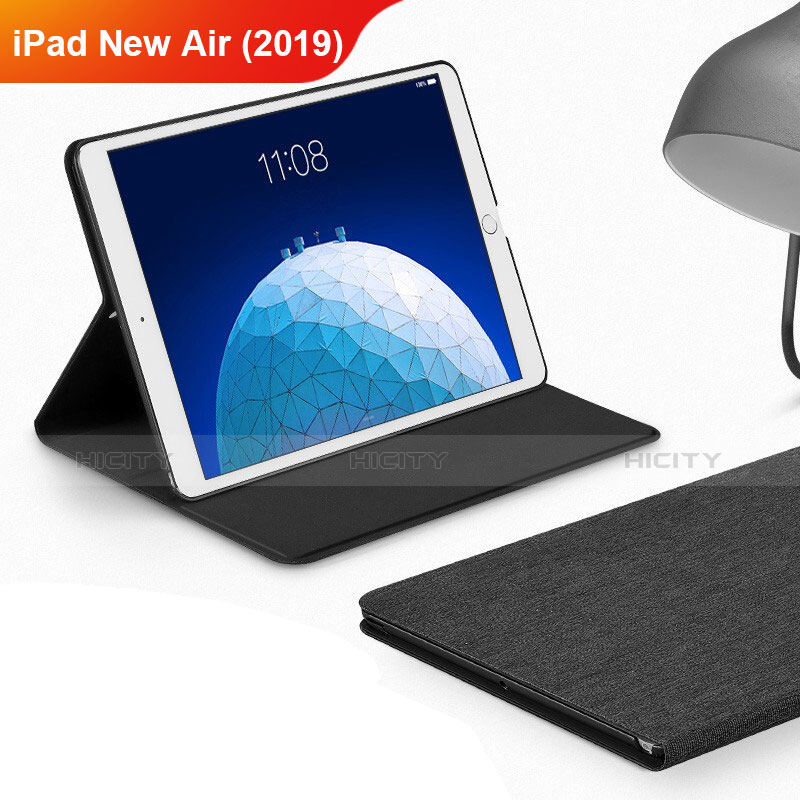 Apple iPad Air 3用手帳型 布 スタンド アップル ブラック