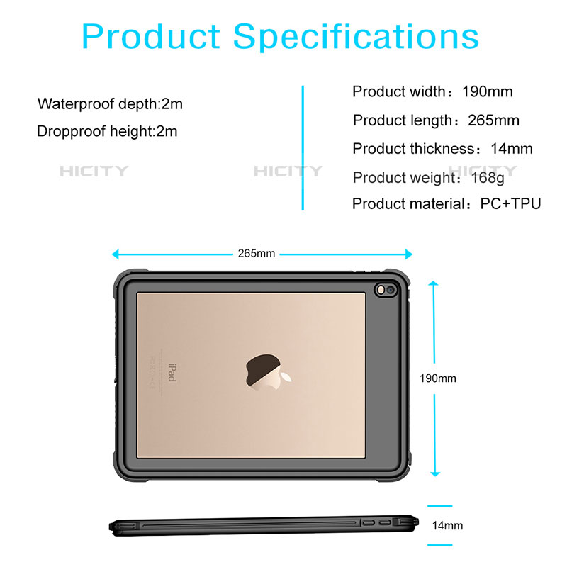 Apple iPad Air 3用完全防水ケース ハイブリットバンパーカバー 高級感 手触り良い 360度 W01 アップル ブラック