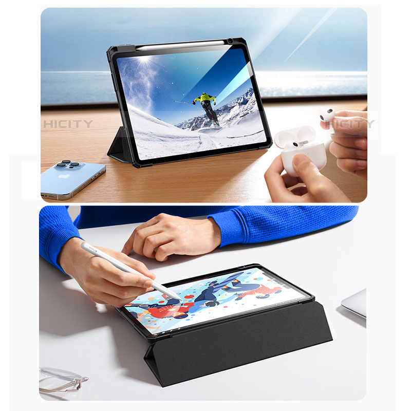 Apple iPad Air 4 10.9 (2020)用手帳型 レザーケース スタンド カバー P02 アップル ブラック