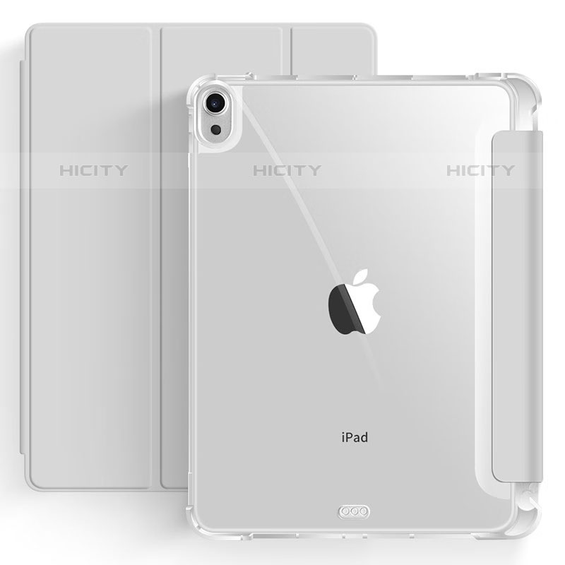 Apple iPad Air 4 10.9 (2020)用手帳型 レザーケース スタンド カバー H03 アップル グレー
