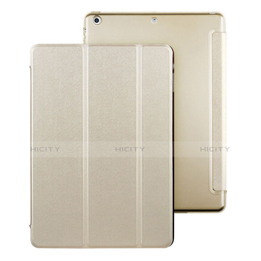 Apple iPad Air用手帳型 レザーケース スタンド アップル ゴールド