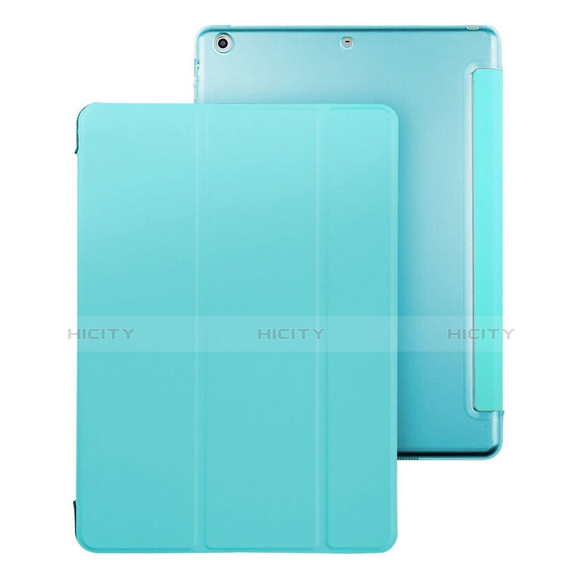 Apple iPad Air用手帳型 レザーケース スタンド アップル ブルー