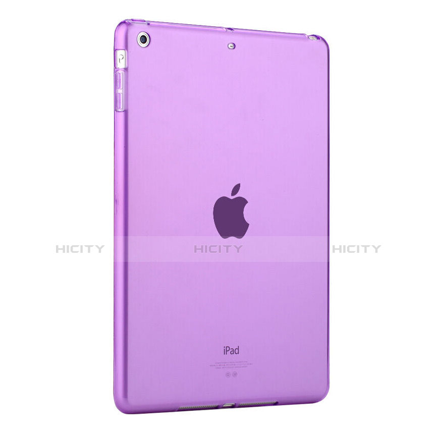 Apple iPad Air用極薄ソフトケース シリコンケース 耐衝撃 全面保護 クリア透明 アップル パープル