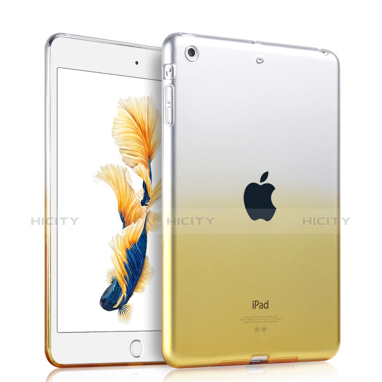 Apple iPad Air用極薄ソフトケース グラデーション 勾配色 クリア透明 アップル イエロー