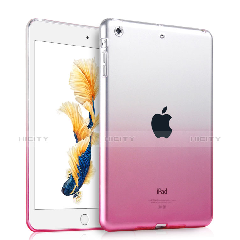 Apple iPad Air用極薄ソフトケース グラデーション 勾配色 クリア透明 アップル ピンク