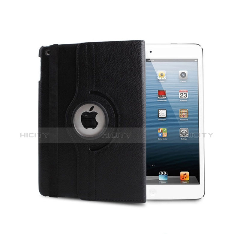 Apple iPad Mini 2用回転式 スタンド レザーケース アップル ブラック