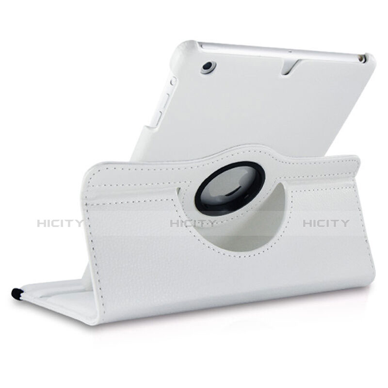 Apple iPad Mini 2用回転式 スタンド レザーケース アップル ホワイト