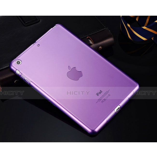 Apple iPad Mini 2用極薄ソフトケース シリコンケース 耐衝撃 全面保護 クリア透明 アップル パープル