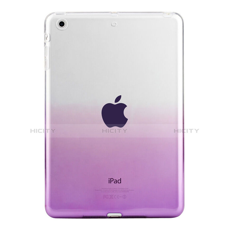 Apple iPad Mini 2用極薄ソフトケース グラデーション 勾配色 クリア透明 アップル パープル