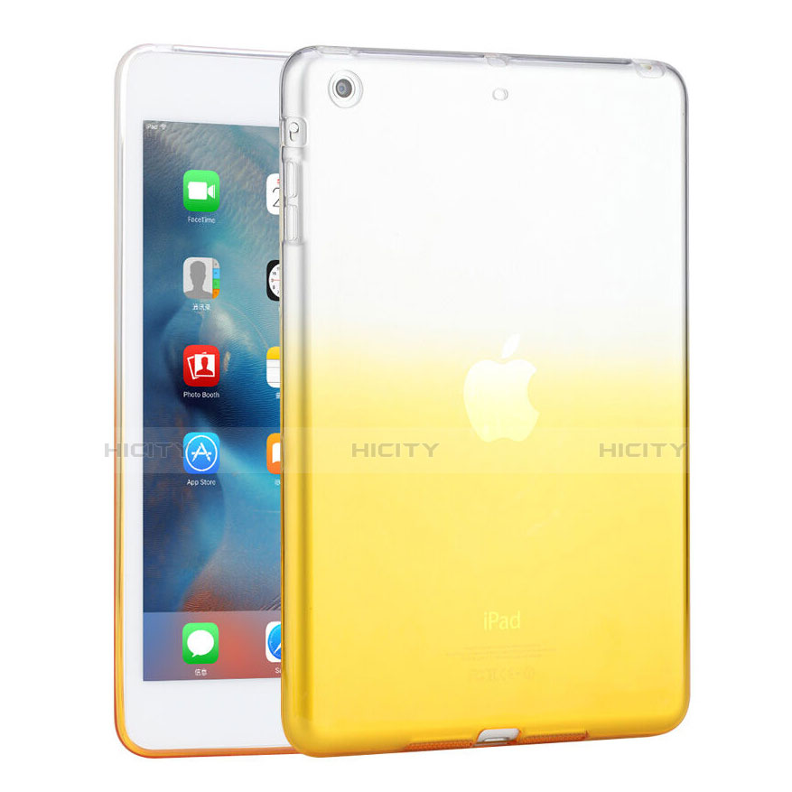 Apple iPad Mini 2用極薄ソフトケース グラデーション 勾配色 クリア透明 アップル イエロー