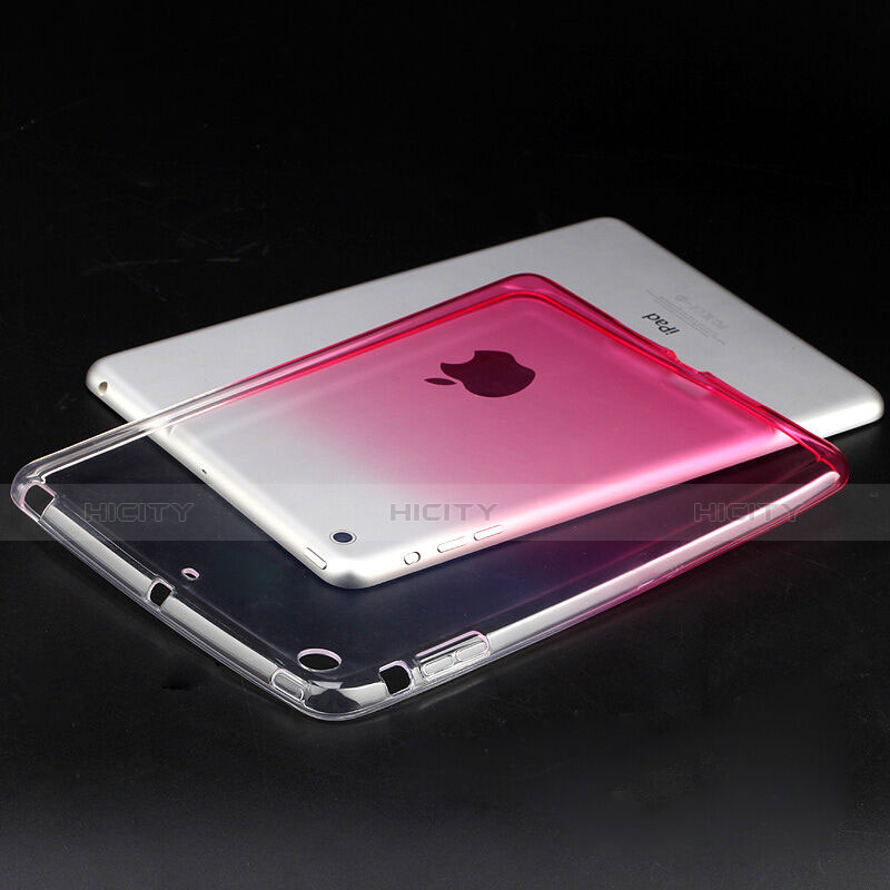 Apple iPad Mini 2用極薄ソフトケース グラデーション 勾配色 クリア透明 アップル ピンク