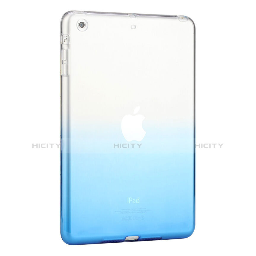 Apple iPad Mini 2用極薄ソフトケース グラデーション 勾配色 クリア透明 アップル ネイビー