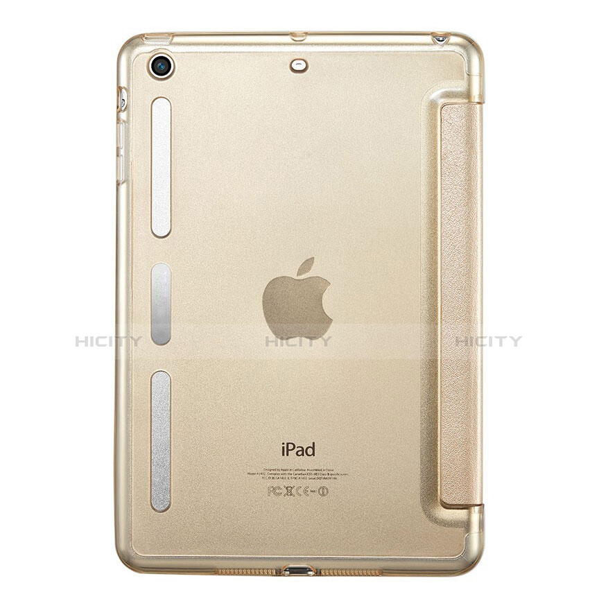 Apple iPad Mini 2用手帳型 レザーケース スタンド L05 アップル ゴールド