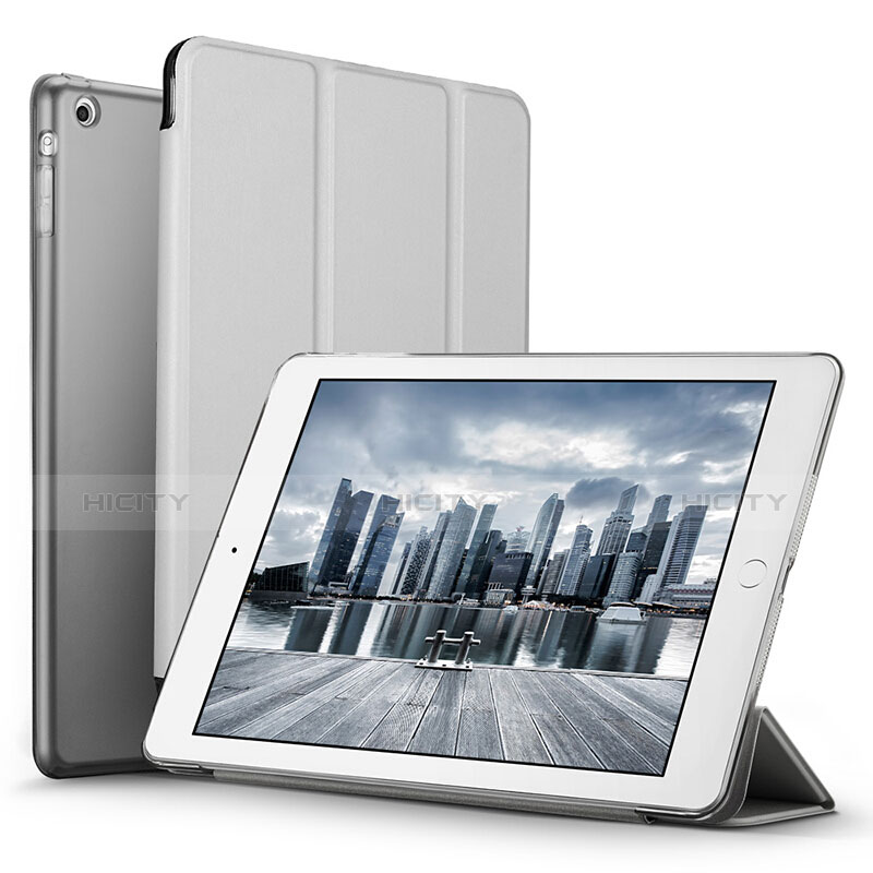 Apple iPad Mini 2用手帳型 レザーケース スタンド L06 アップル シルバー