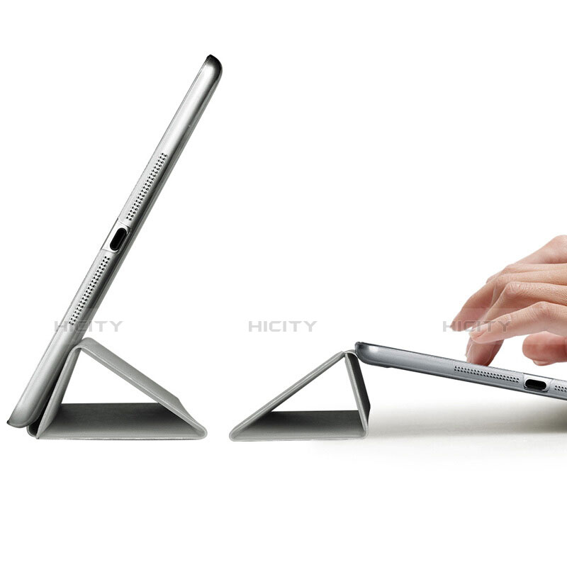 Apple iPad Mini 2用手帳型 レザーケース スタンド L06 アップル シルバー