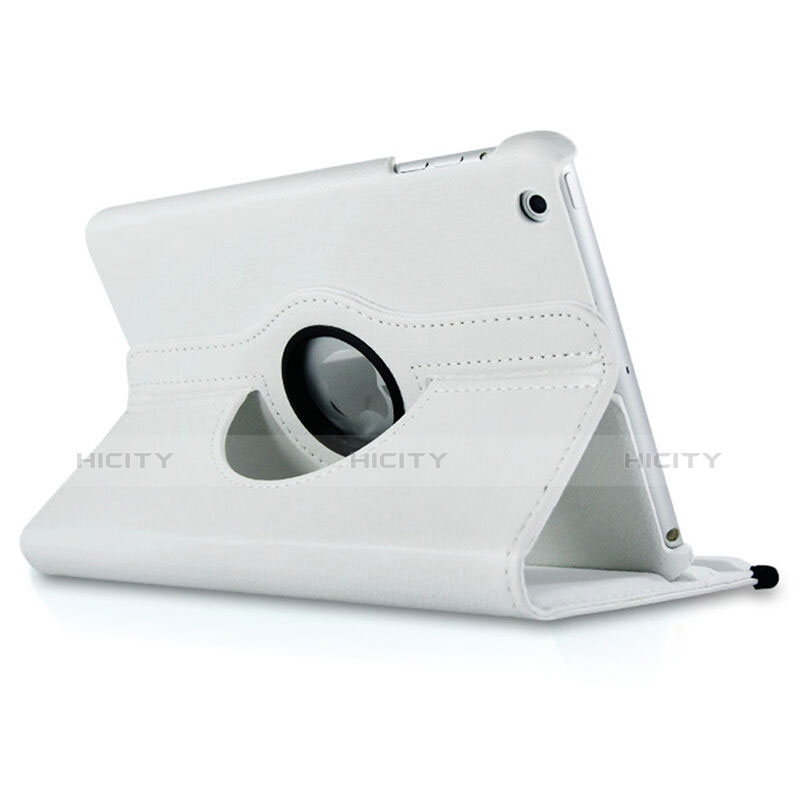 Apple iPad Mini 3用回転式 スタンド レザーケース アップル ホワイト