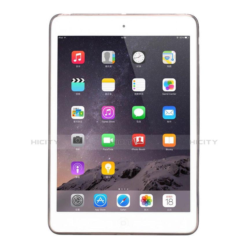Apple iPad Mini 3用極薄ソフトケース シリコンケース 耐衝撃 全面保護 クリア透明 アップル グレー