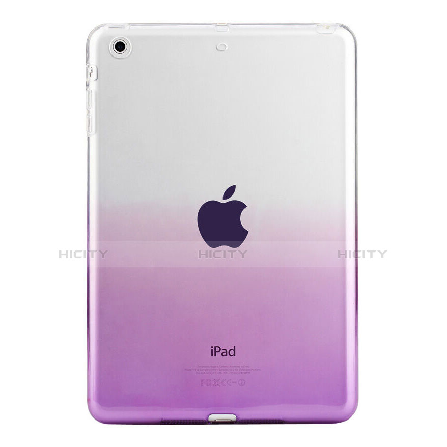 Apple iPad Mini 3用極薄ソフトケース グラデーション 勾配色 クリア透明 アップル パープル