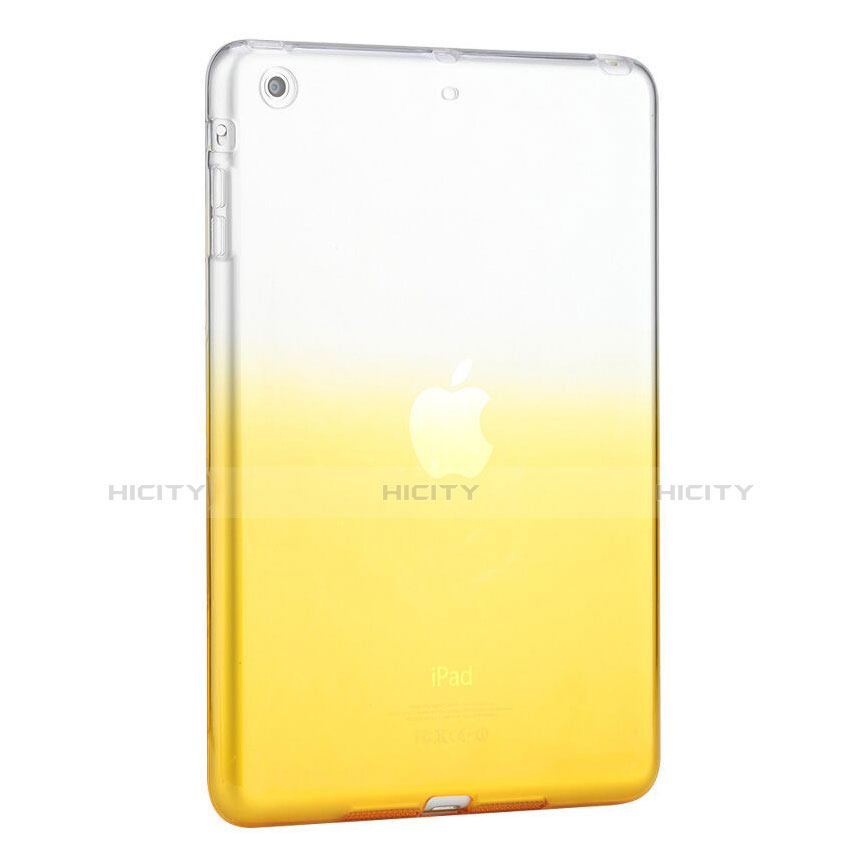 Apple iPad Mini 3用極薄ソフトケース グラデーション 勾配色 クリア透明 アップル イエロー