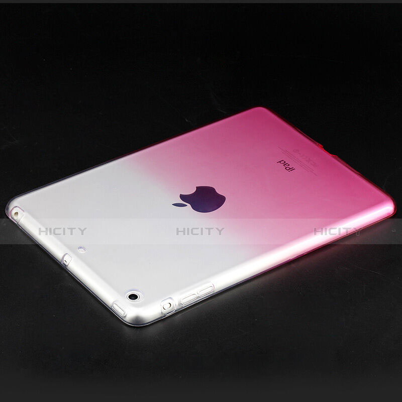 Apple iPad Mini 3用極薄ソフトケース グラデーション 勾配色 クリア透明 アップル ピンク