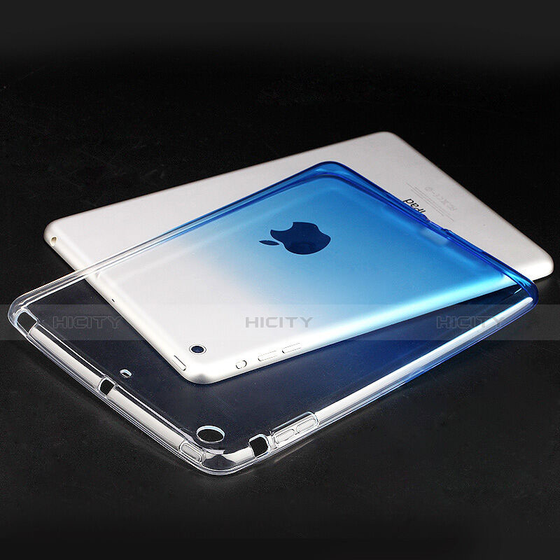 Apple iPad Mini 3用極薄ソフトケース グラデーション 勾配色 クリア透明 アップル ネイビー