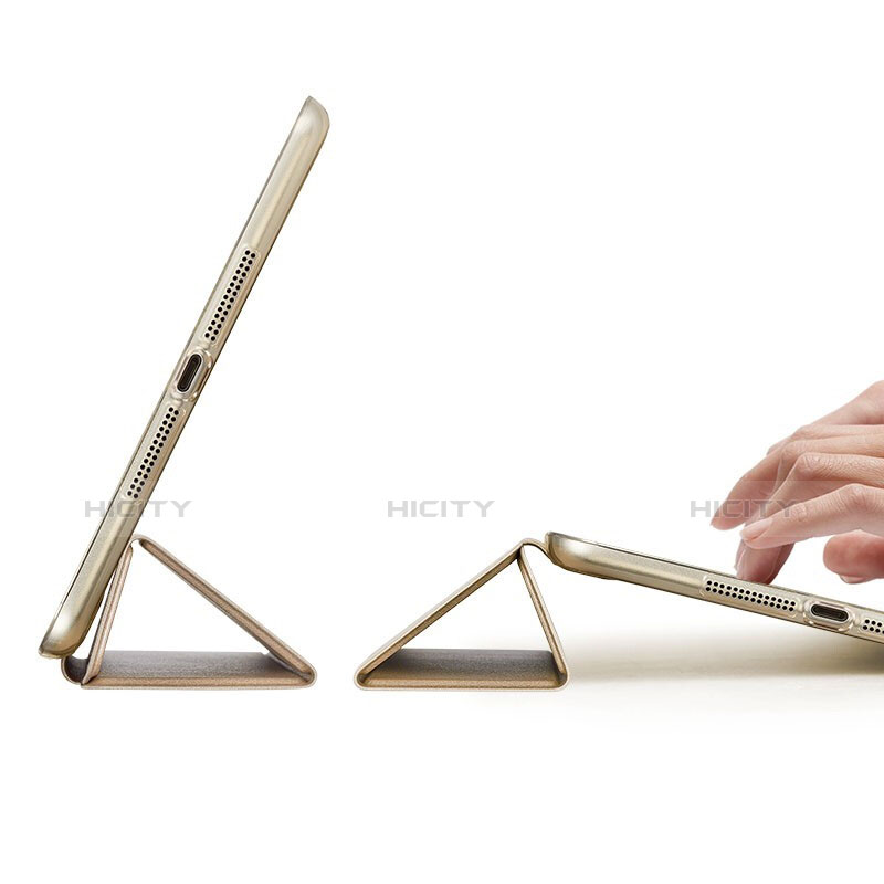 Apple iPad Mini 3用手帳型 レザーケース スタンド L05 アップル ゴールド