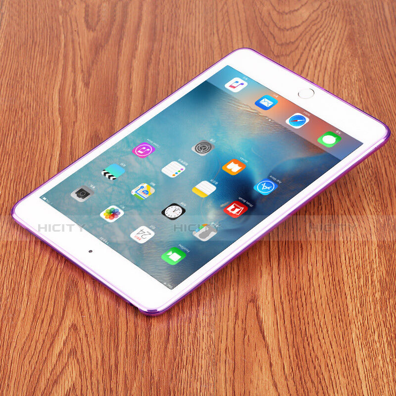 Apple iPad Mini 4用極薄ソフトケース シリコンケース 耐衝撃 全面保護 クリア透明 アップル パープル