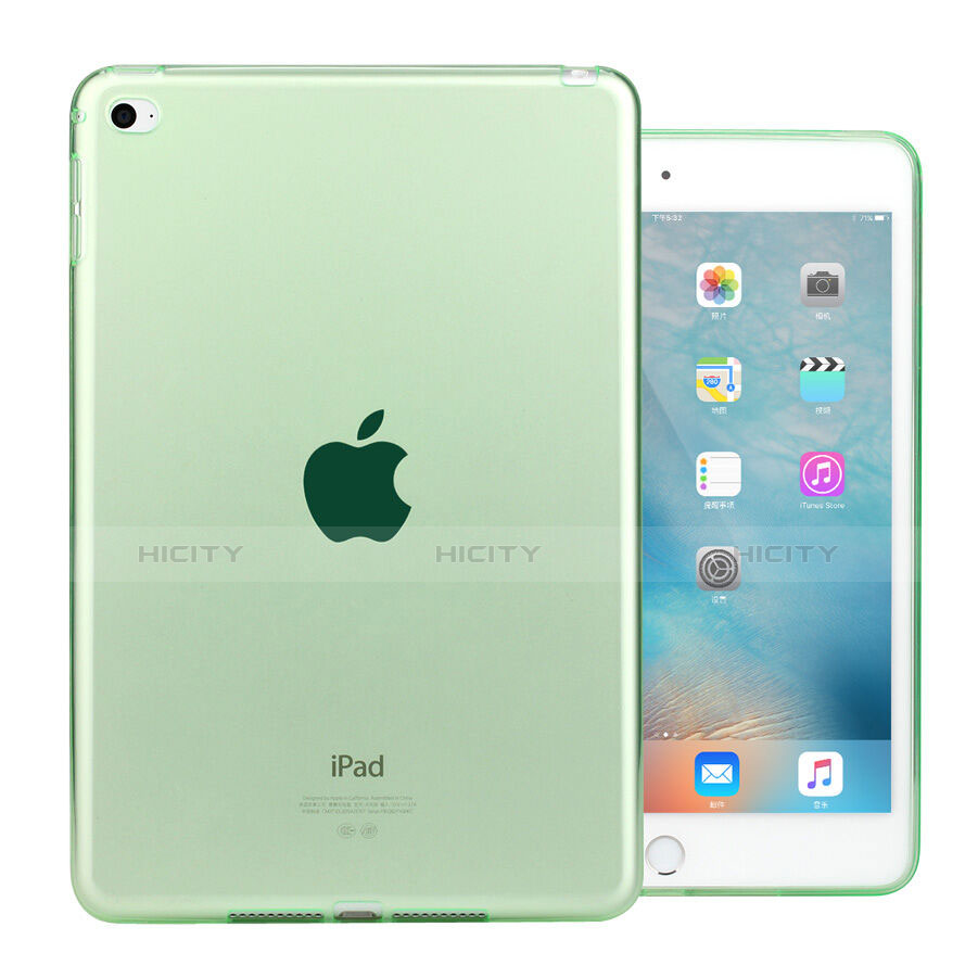 Apple iPad Mini 4用極薄ソフトケース シリコンケース 耐衝撃 全面保護 クリア透明 アップル グリーン