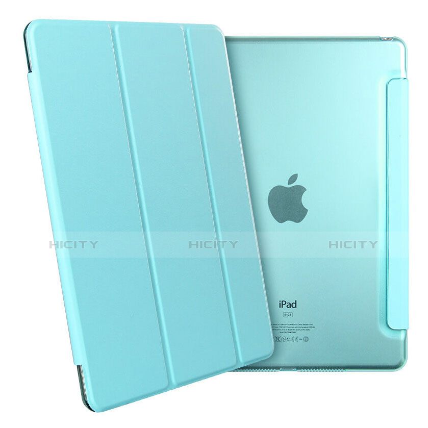 Apple iPad Mini 4用手帳型 レザーケース スタンド アップル ブルー