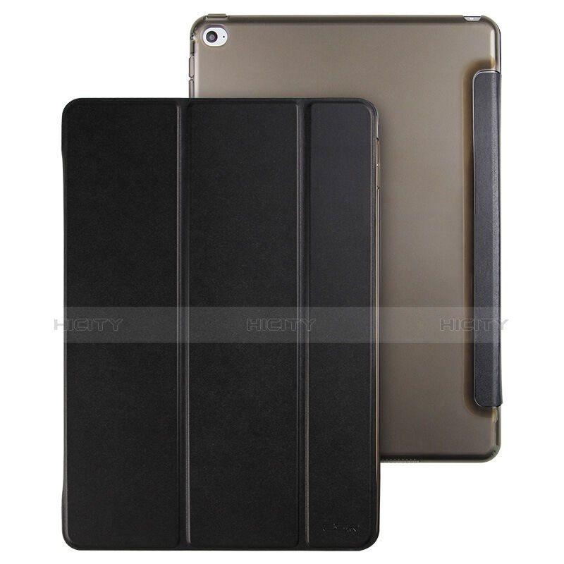 Apple iPad Mini 4用手帳型 レザーケース スタンド アップル ブラック