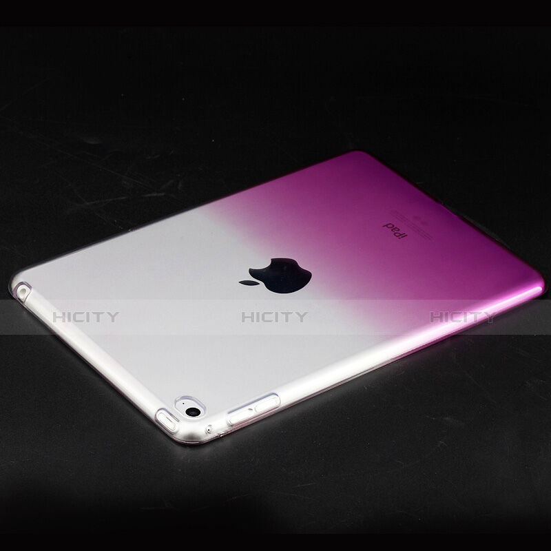 Apple iPad Mini 4用極薄ソフトケース グラデーション 勾配色 クリア透明 アップル パープル