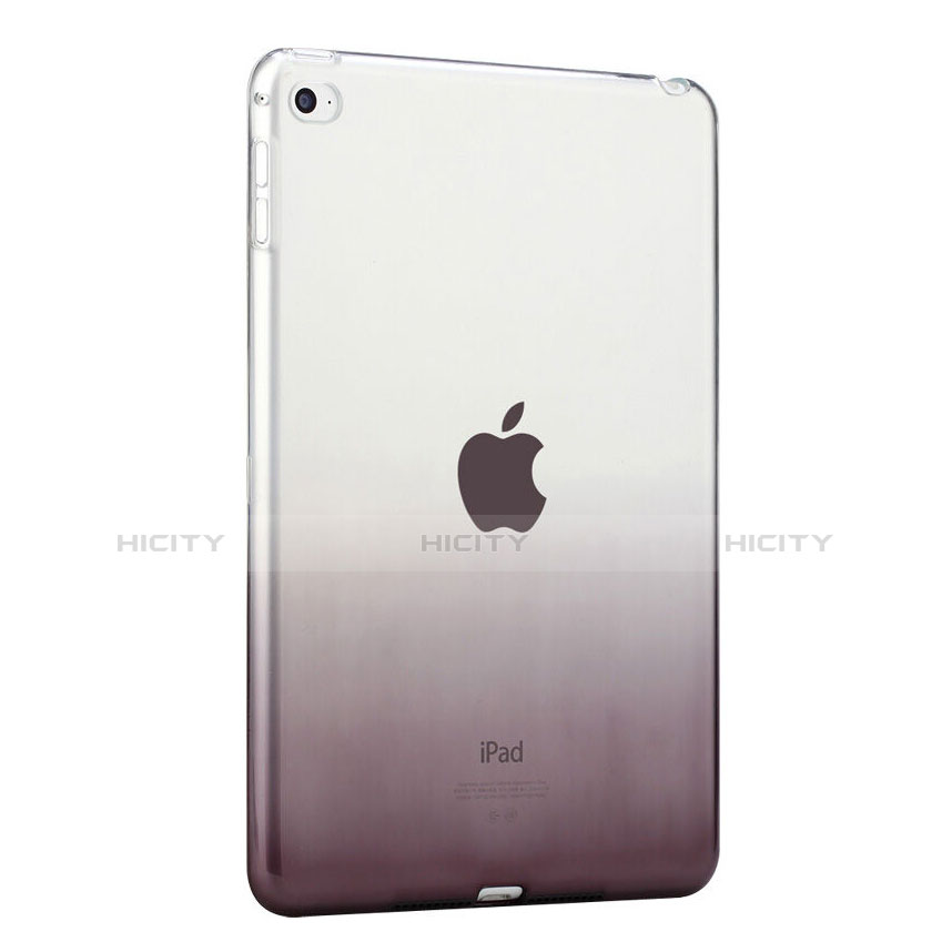 Apple iPad Mini 4用極薄ソフトケース グラデーション 勾配色 クリア透明 アップル グレー